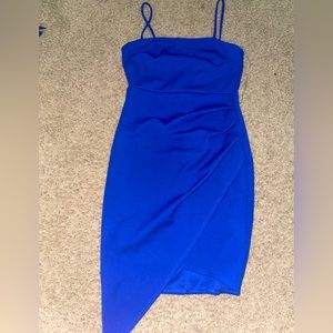 blue bodycon dress with spaghetti straps